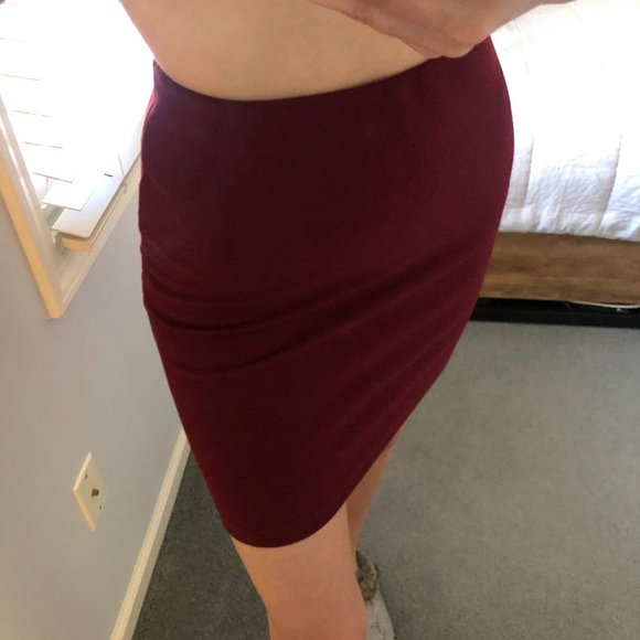Forever 21 Dresses & Skirts - F21 Burgundy Pencil Skirt